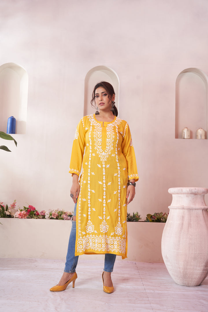 Imaan Chikankari Modal Pocket Kurti