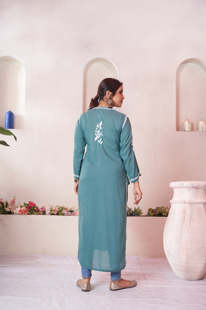 Aqeedah Chikankari Modal Pocket Kurti