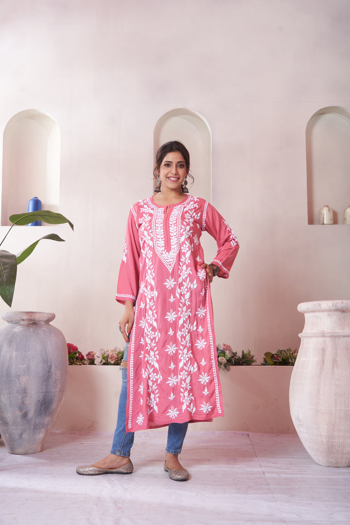 Aqeedah Chikankari Modal Pocket Kurti