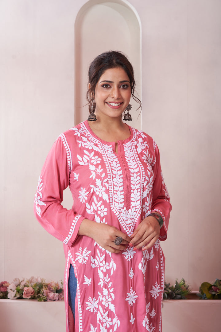 Aqeedah Chikankari Modal Pocket Kurti