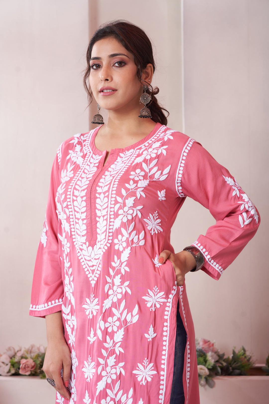 Aqeedah Chikankari Modal Pocket Kurti