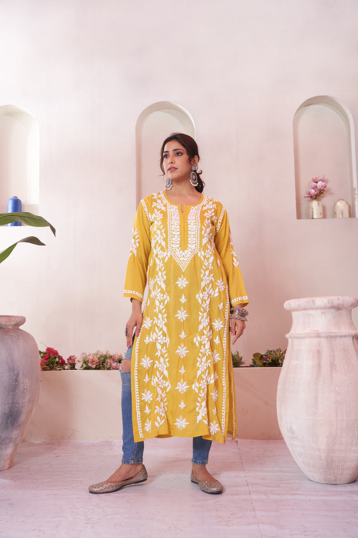 Aqeedah Chikankari Modal Pocket Kurti