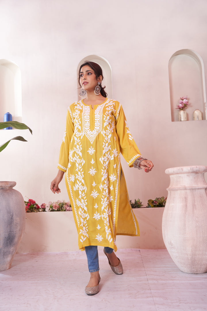 Aqeedah Chikankari Modal Pocket Kurti