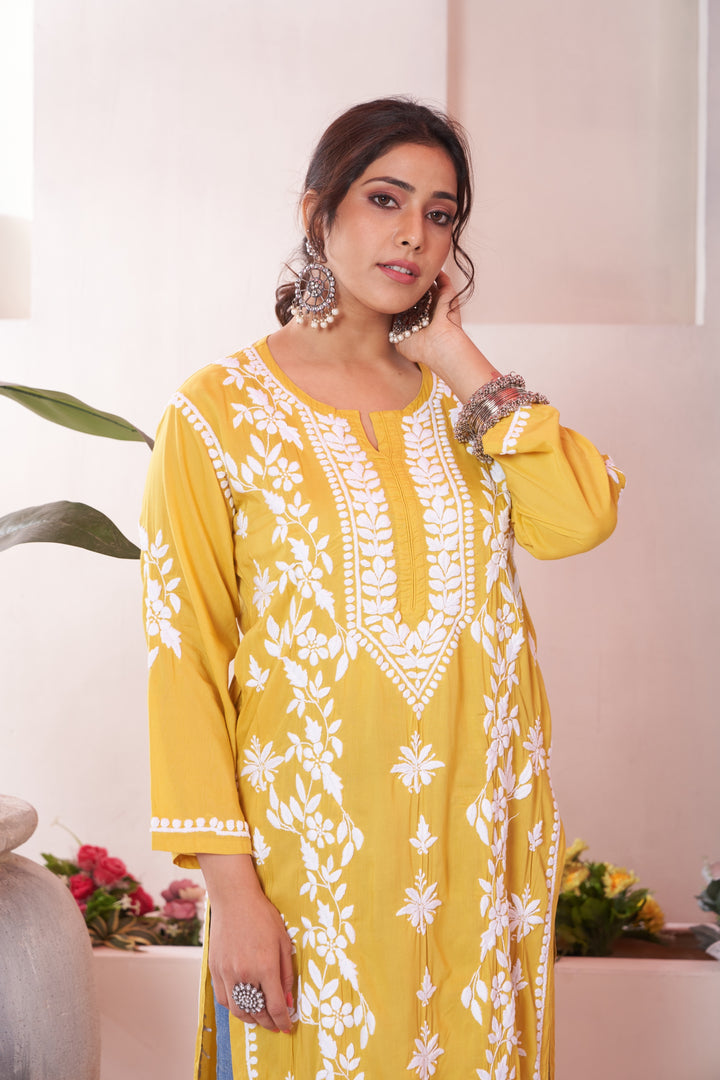 Aqeedah Chikankari Modal Pocket Kurti