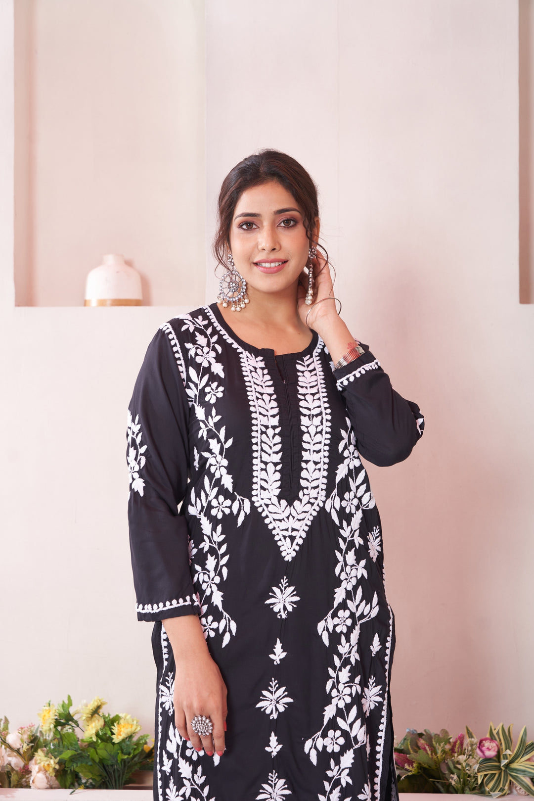 Aqeedah Chikankari Modal Pocket Kurti