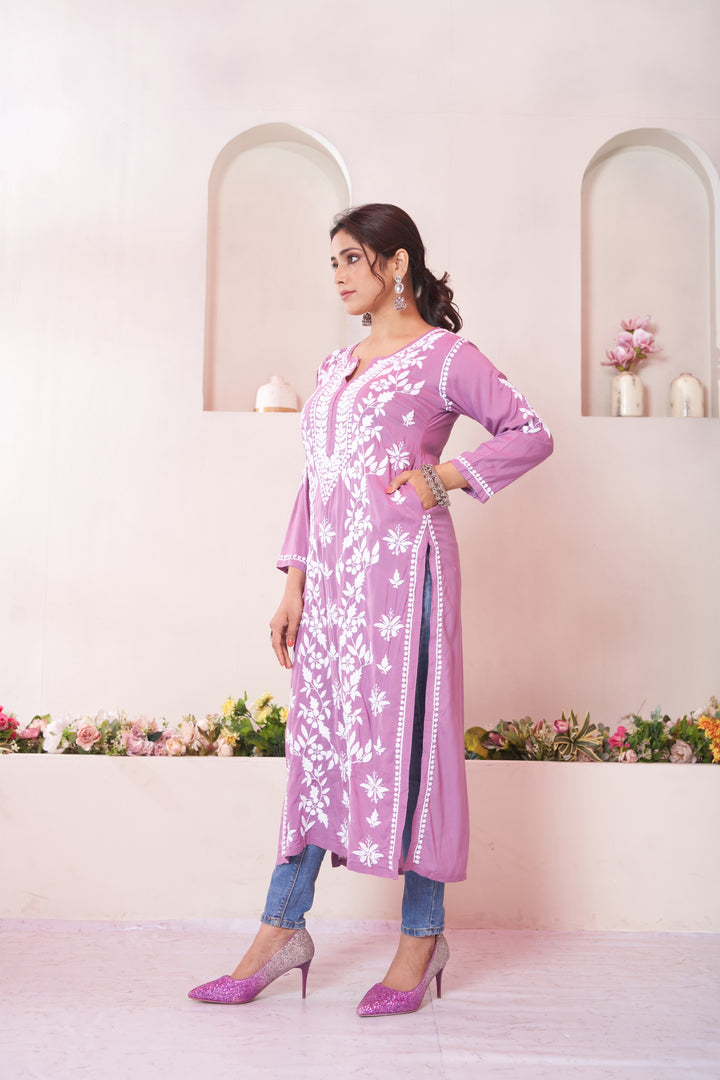 Aqeedah Chikankari Modal Pocket Kurti