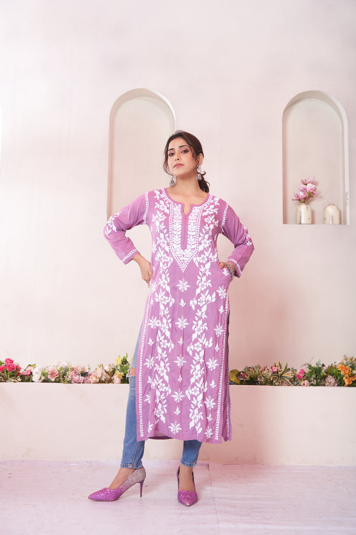 Aqeedah Chikankari Modal Pocket Kurti