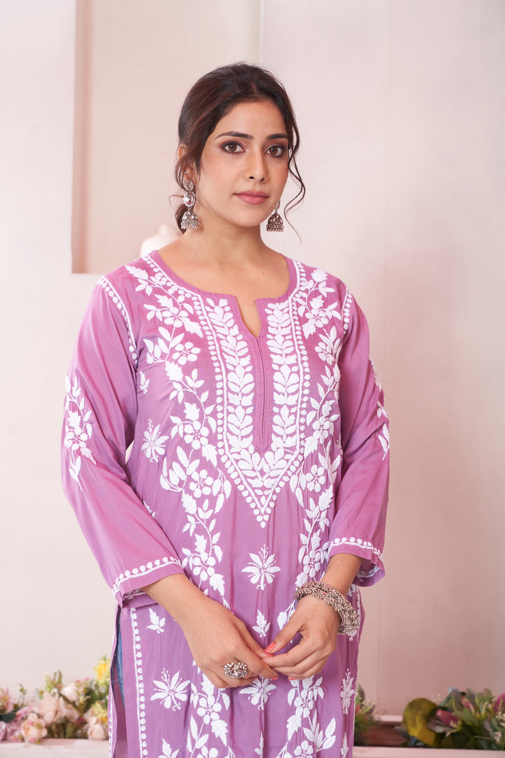 Aqeedah Chikankari Modal Pocket Kurti