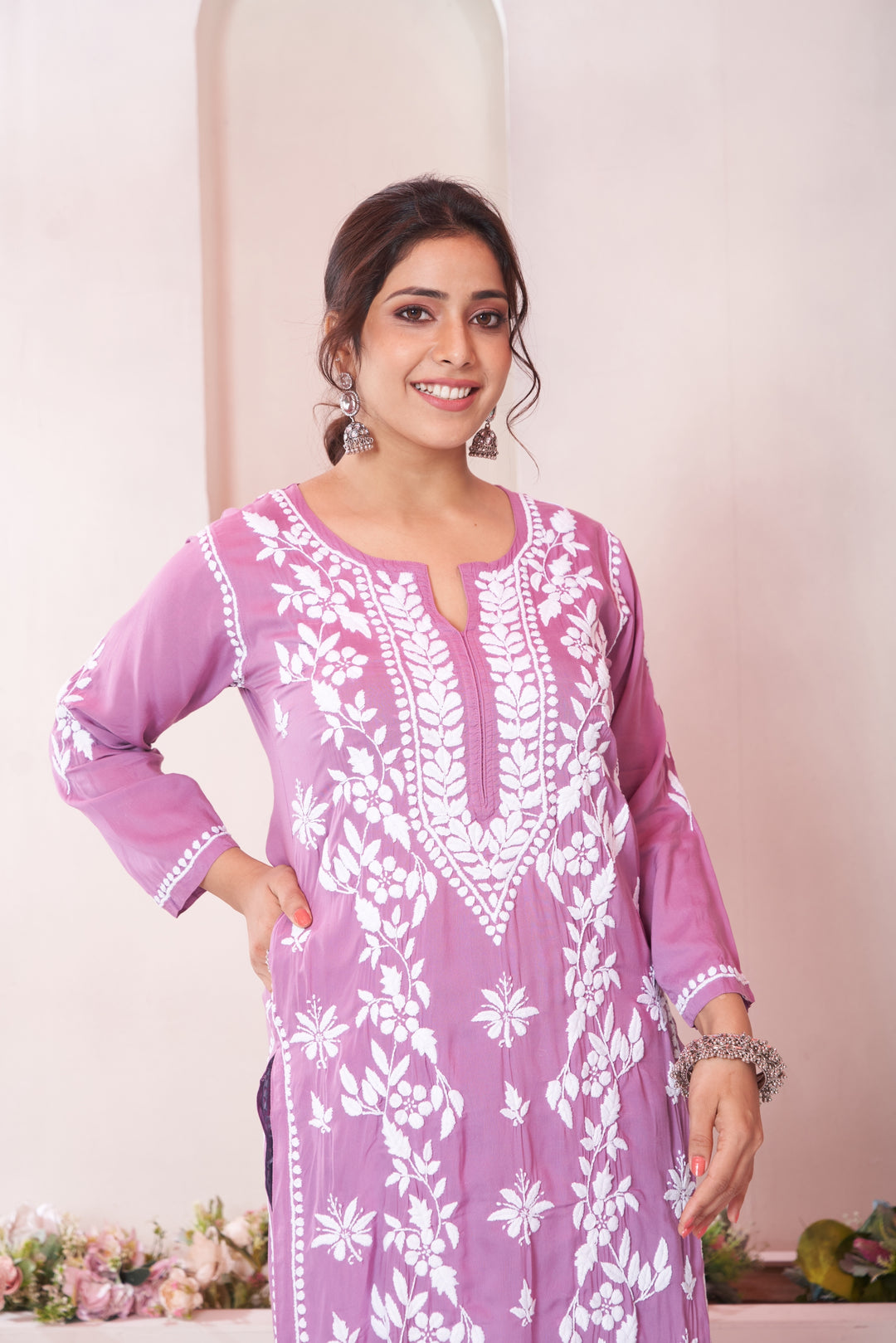 Aqeedah Chikankari Modal Pocket Kurti