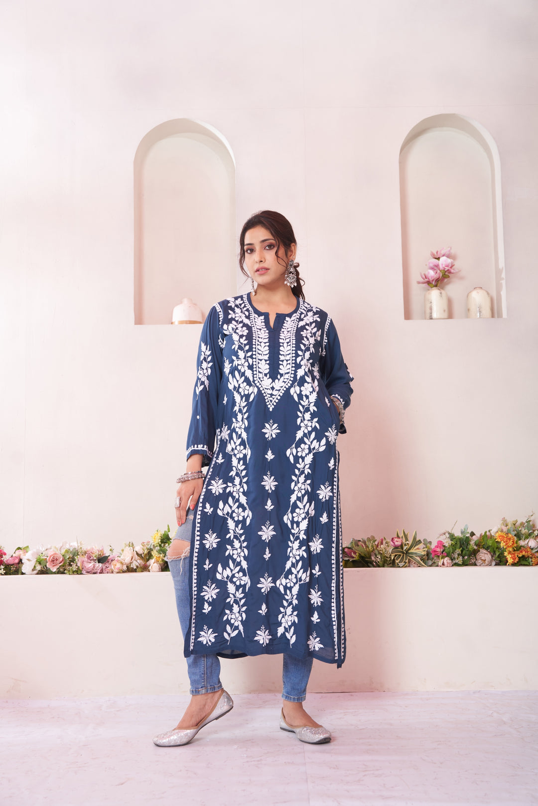 Aqeedah Chikankari Modal Pocket Kurti