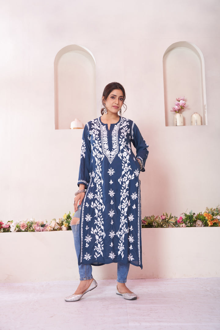 Aqeedah Chikankari Modal Pocket Kurti