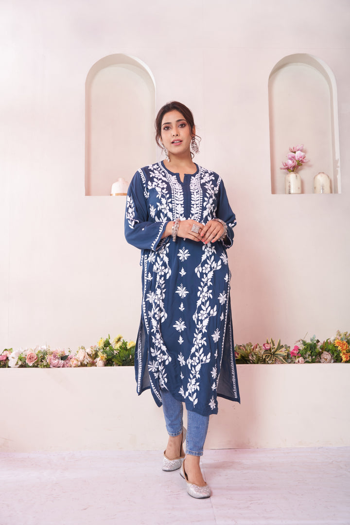 Aqeedah Chikankari Modal Pocket Kurti