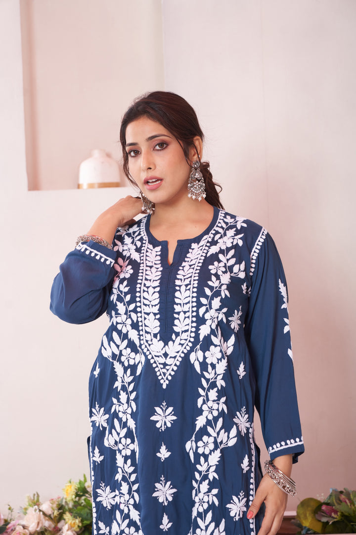 Aqeedah Chikankari Modal Pocket Kurti