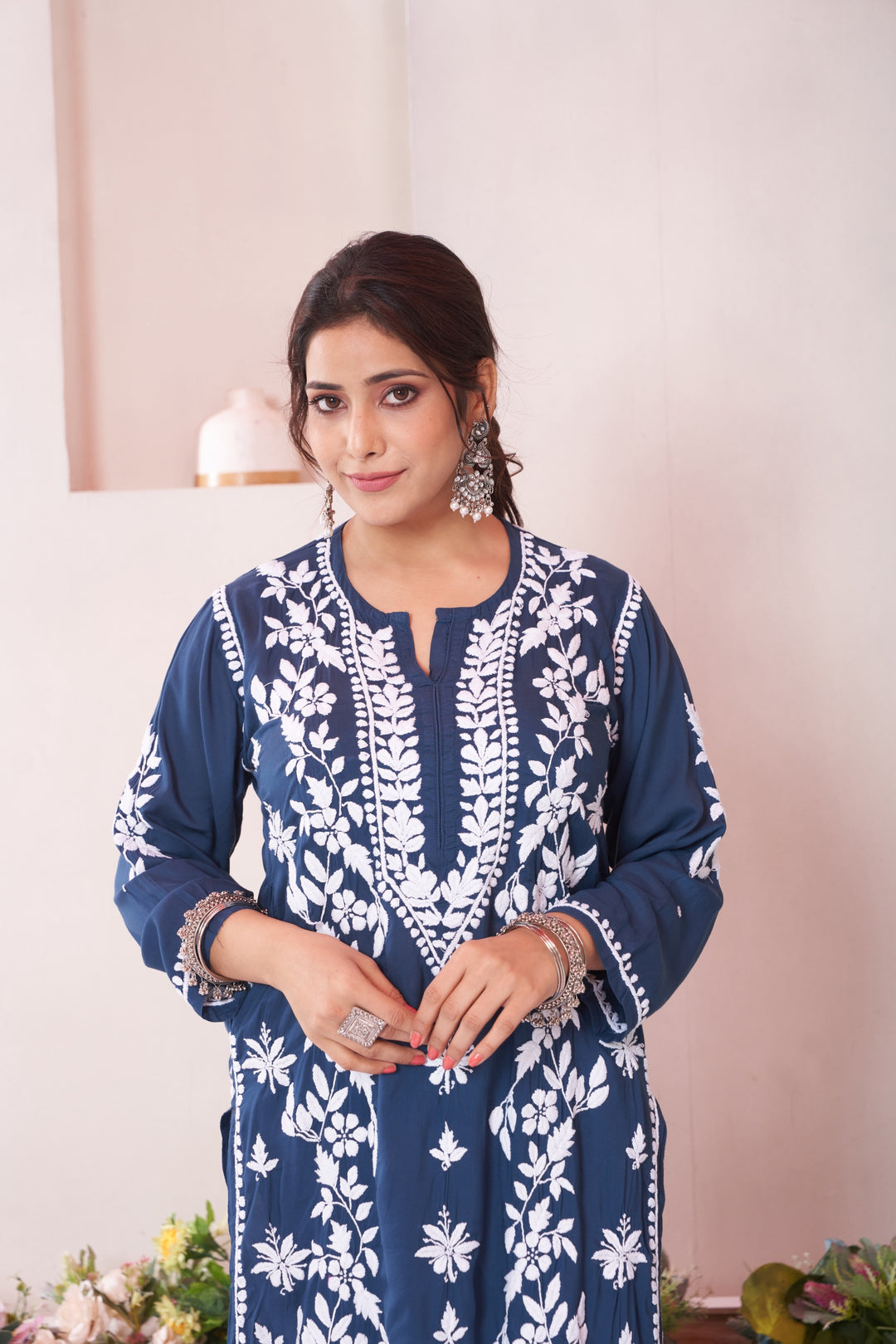 Aqeedah Chikankari Modal Pocket Kurti