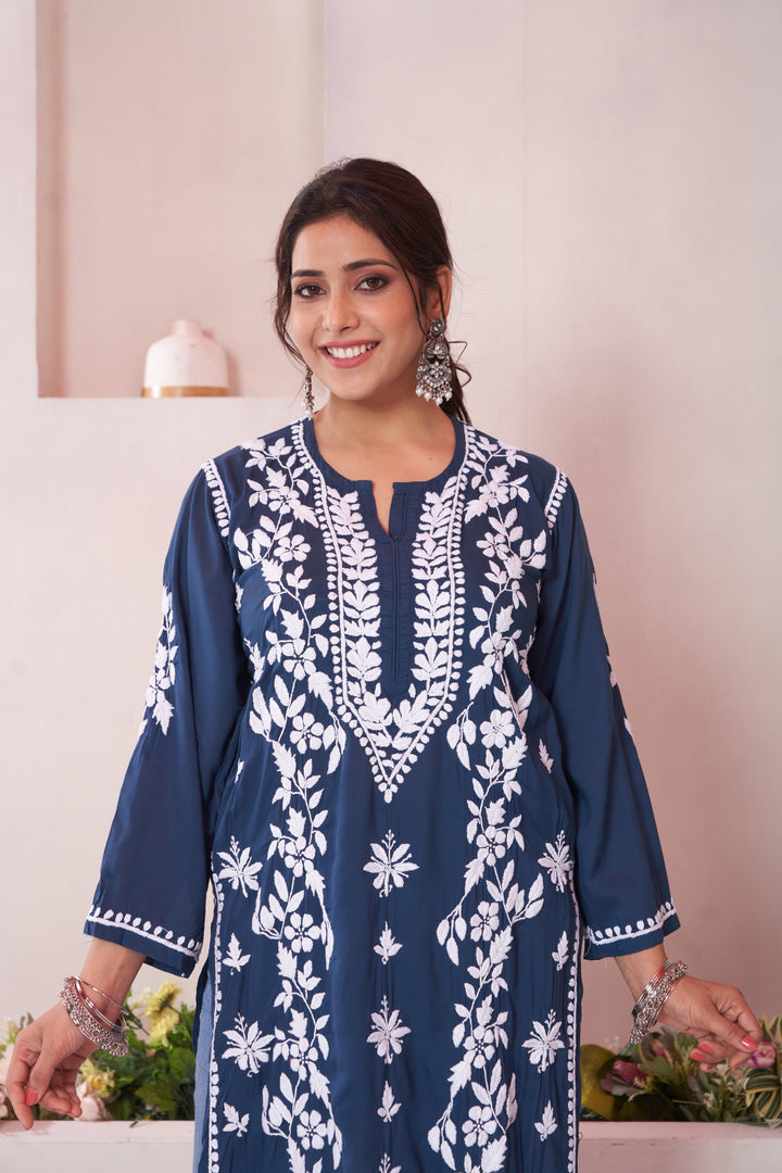 Aqeedah Chikankari Modal Pocket Kurti