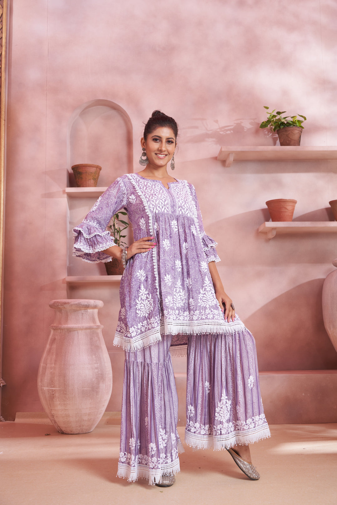 Nargis Muzlin Lace Gharara Set