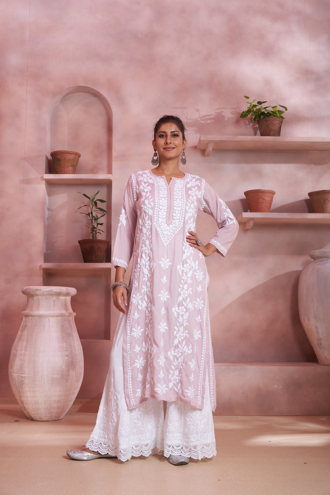 Aqeedah Chikankari Modal Pocket Kurti