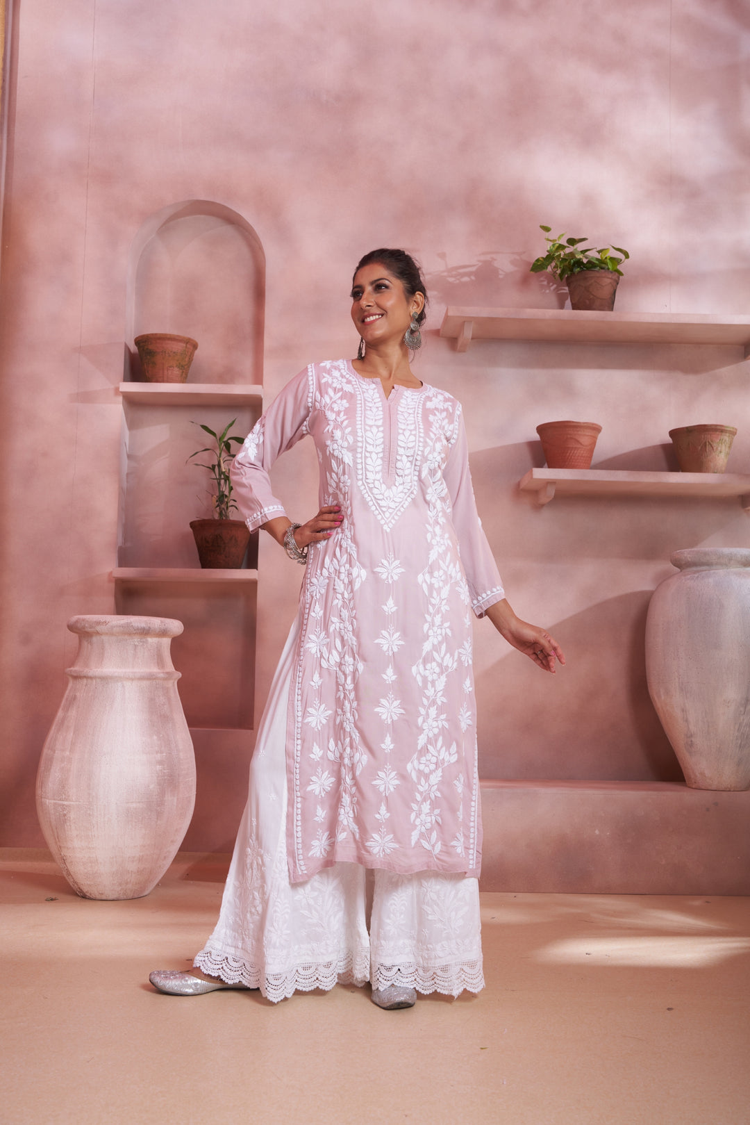 Aqeedah Chikankari Modal Pocket Kurti