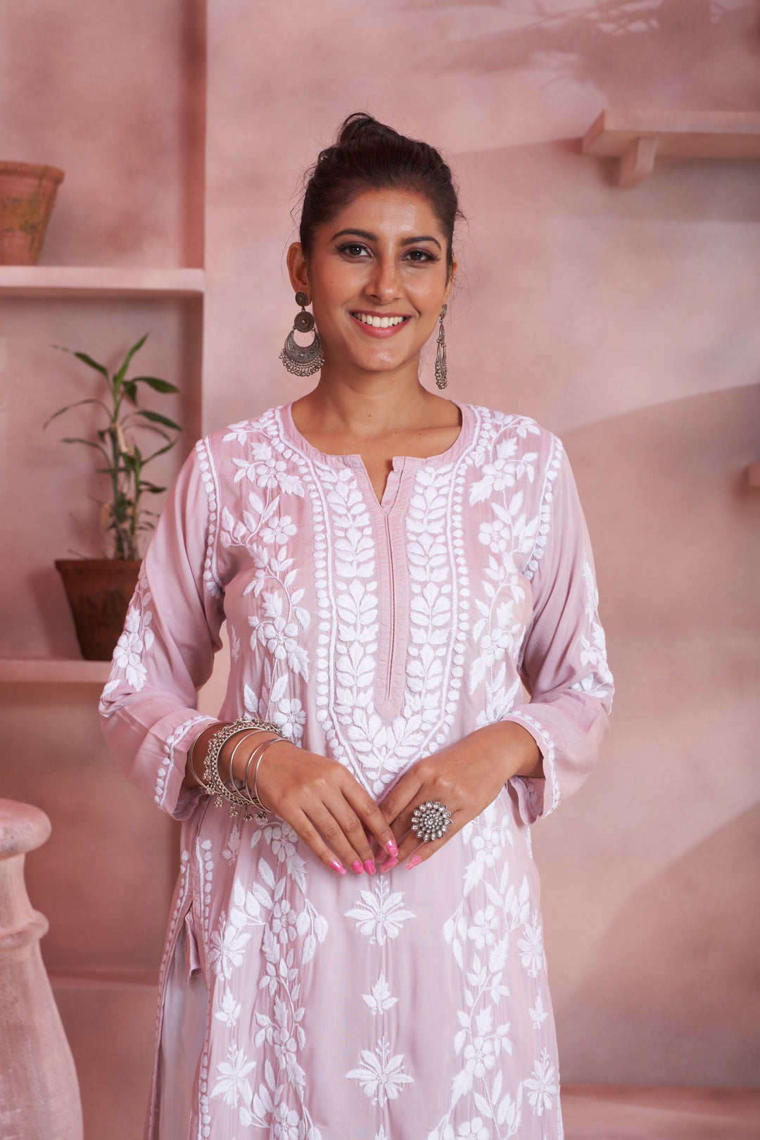 Aqeedah Chikankari Modal Pocket Kurti