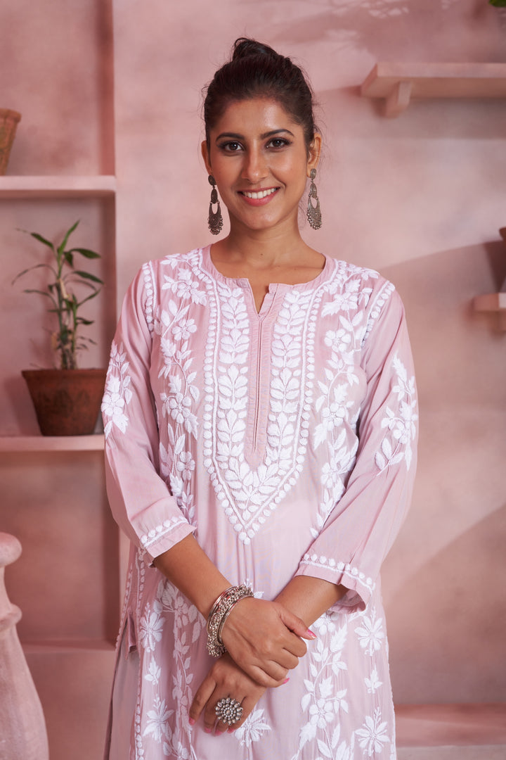 Aqeedah Chikankari Modal Pocket Kurti