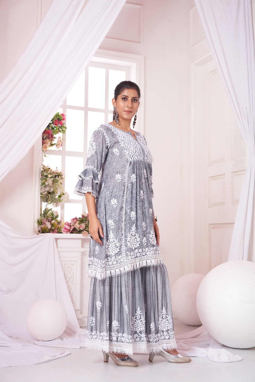 Nargis Muzlin Lace Gharara Set