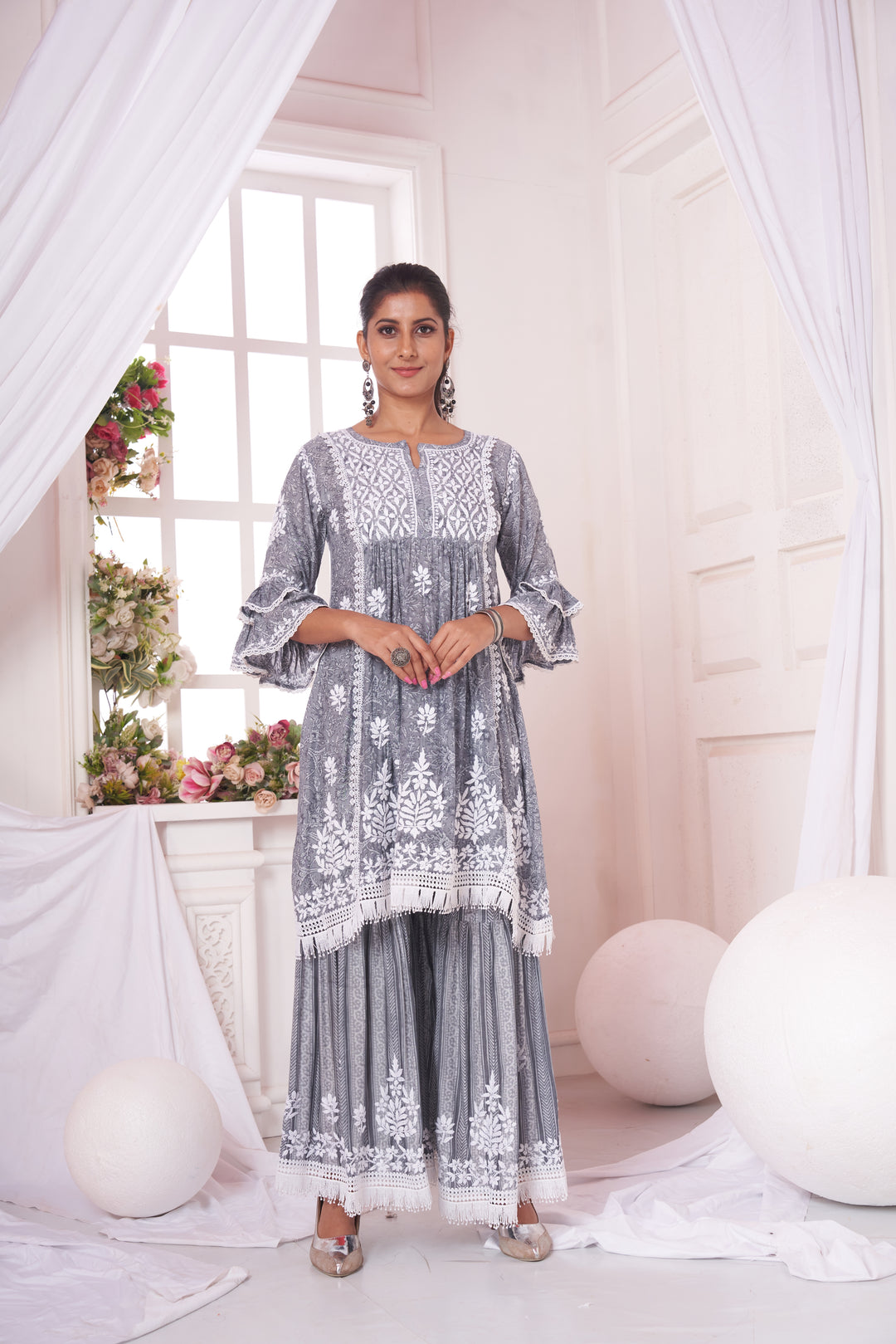 Nargis Muzlin Lace Gharara Set