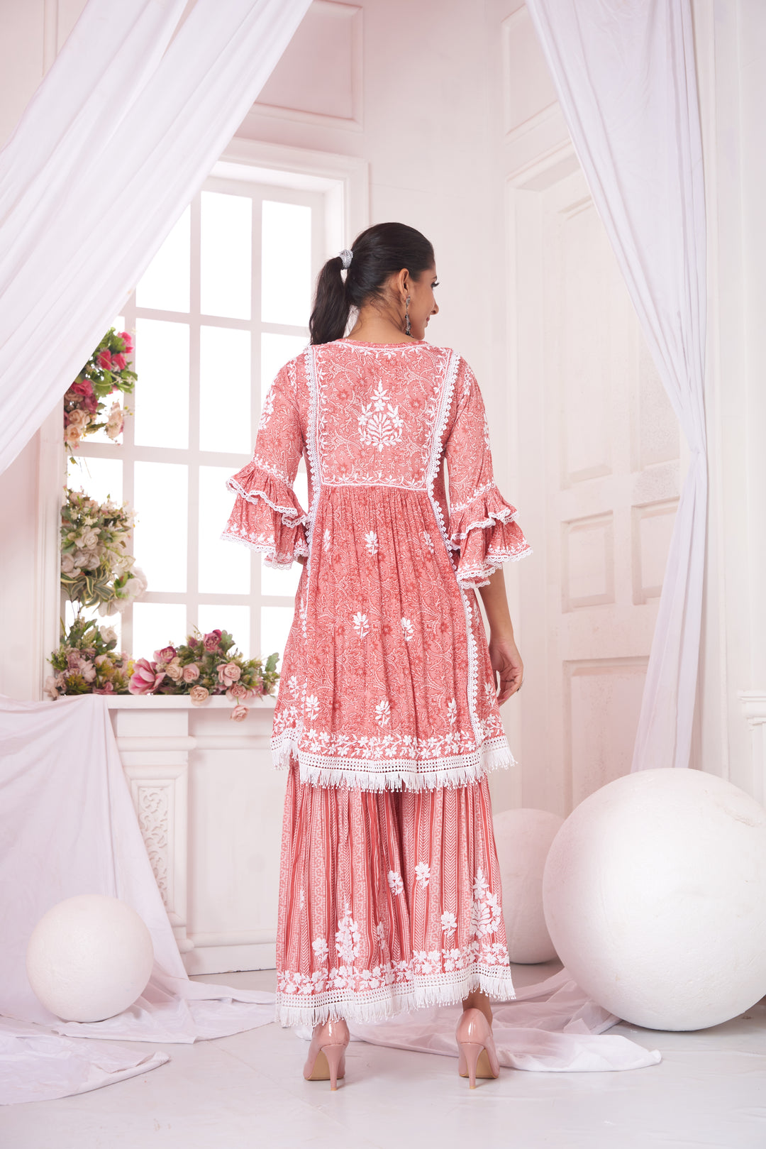 Nargis Muzlin Lace Gharara Set