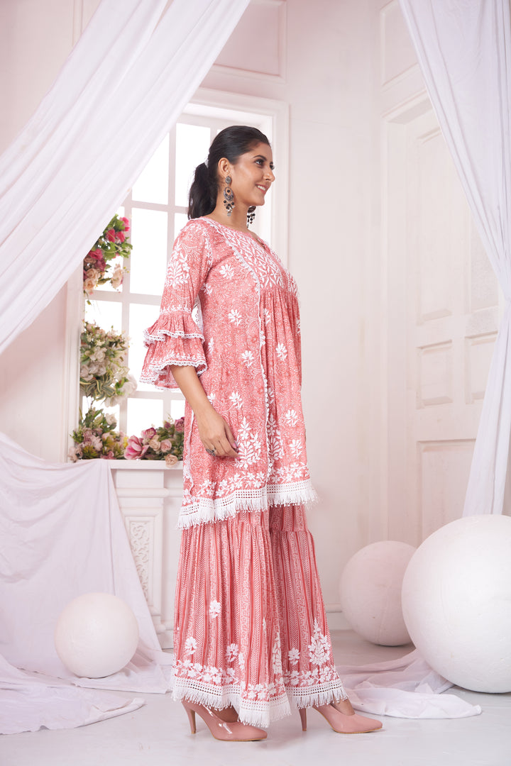 Nargis Muzlin Lace Gharara Set