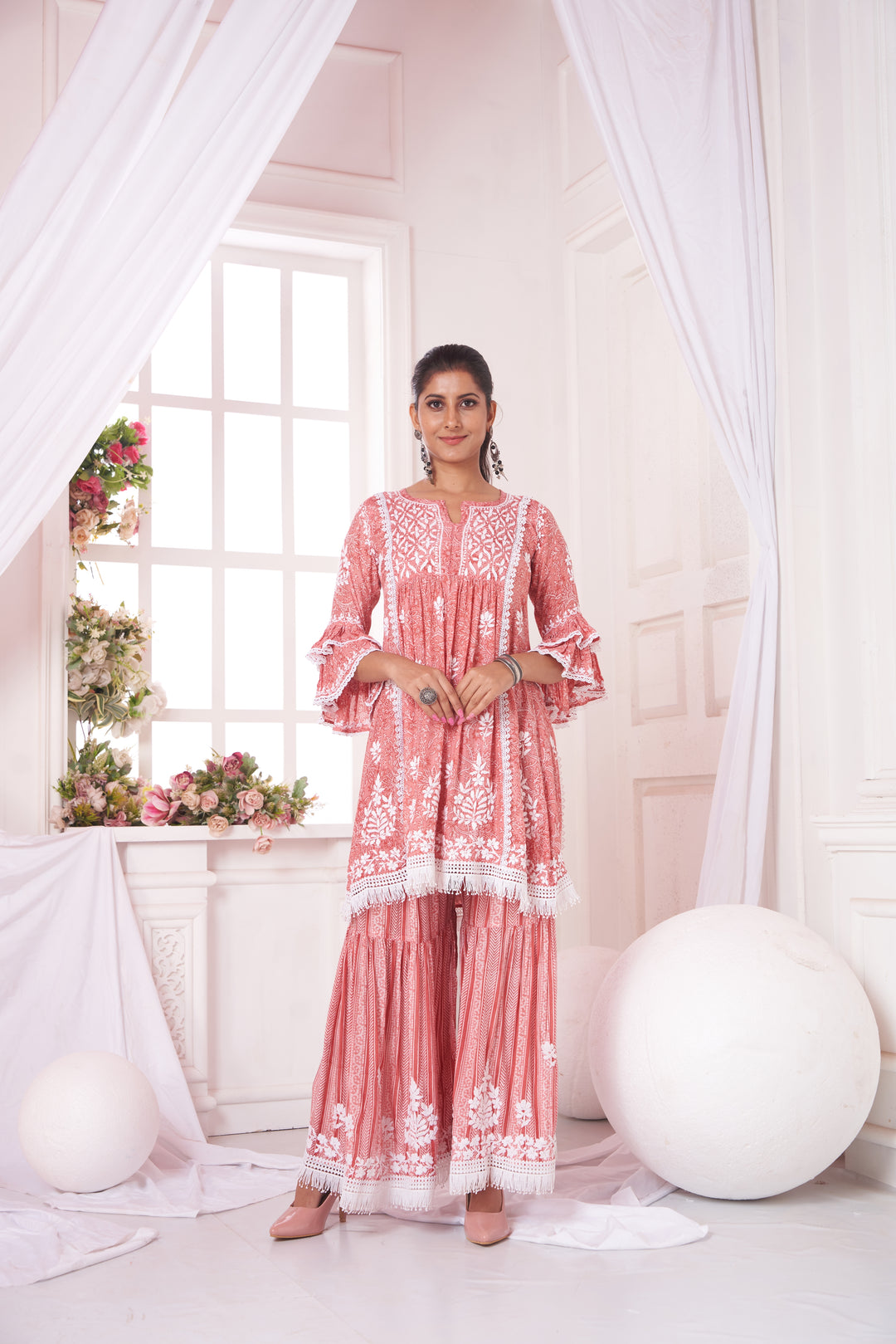 Nargis Muzlin Lace Gharara Set