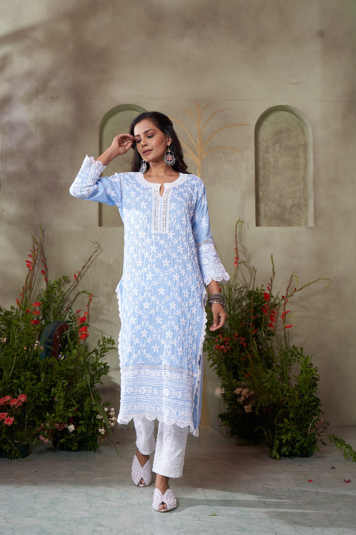 Urwa  jaal Heavy Lace Modal Kurti