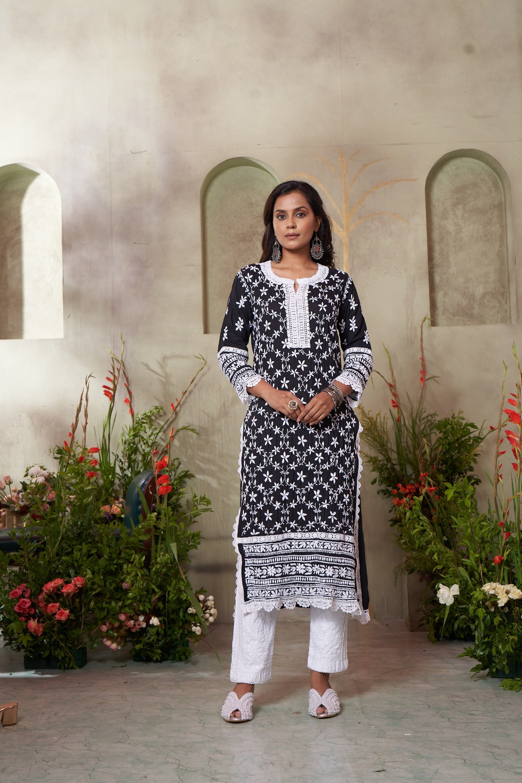 Urwa  jaal Heavy Lace Modal Kurti