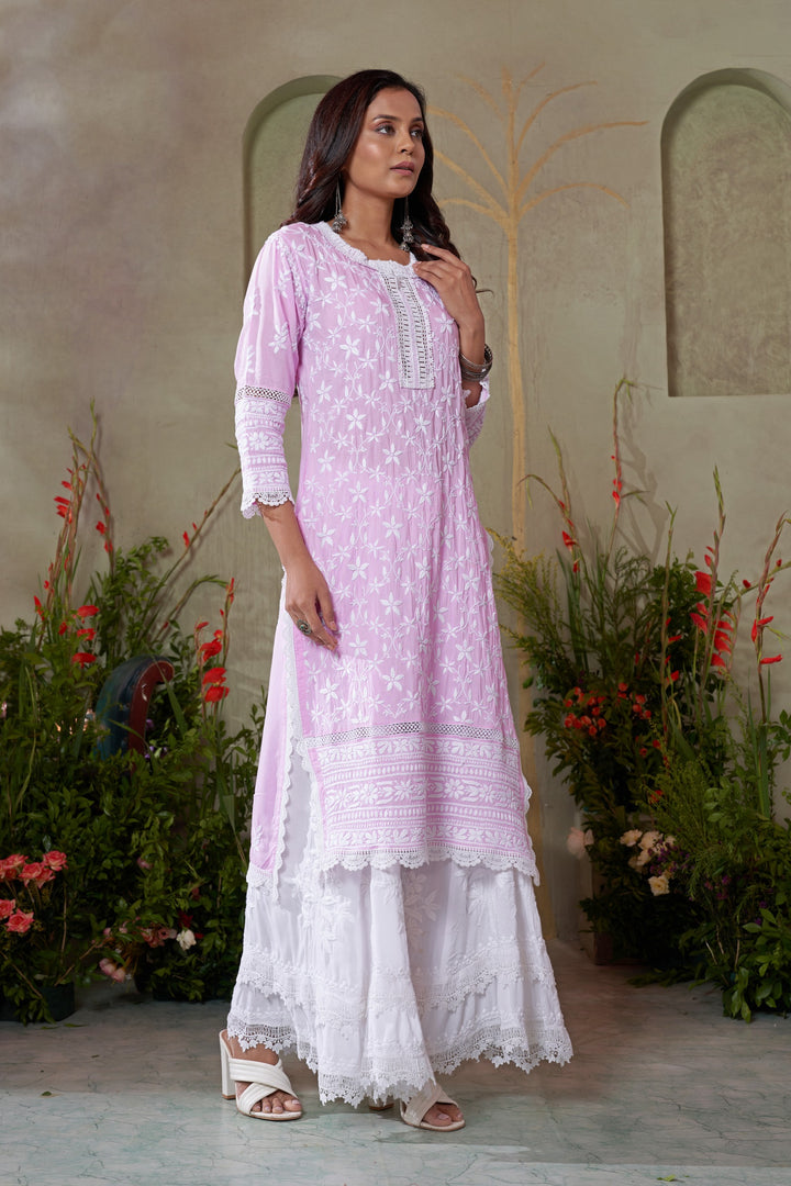 Urwa  jaal Heavy Lace Modal Kurti