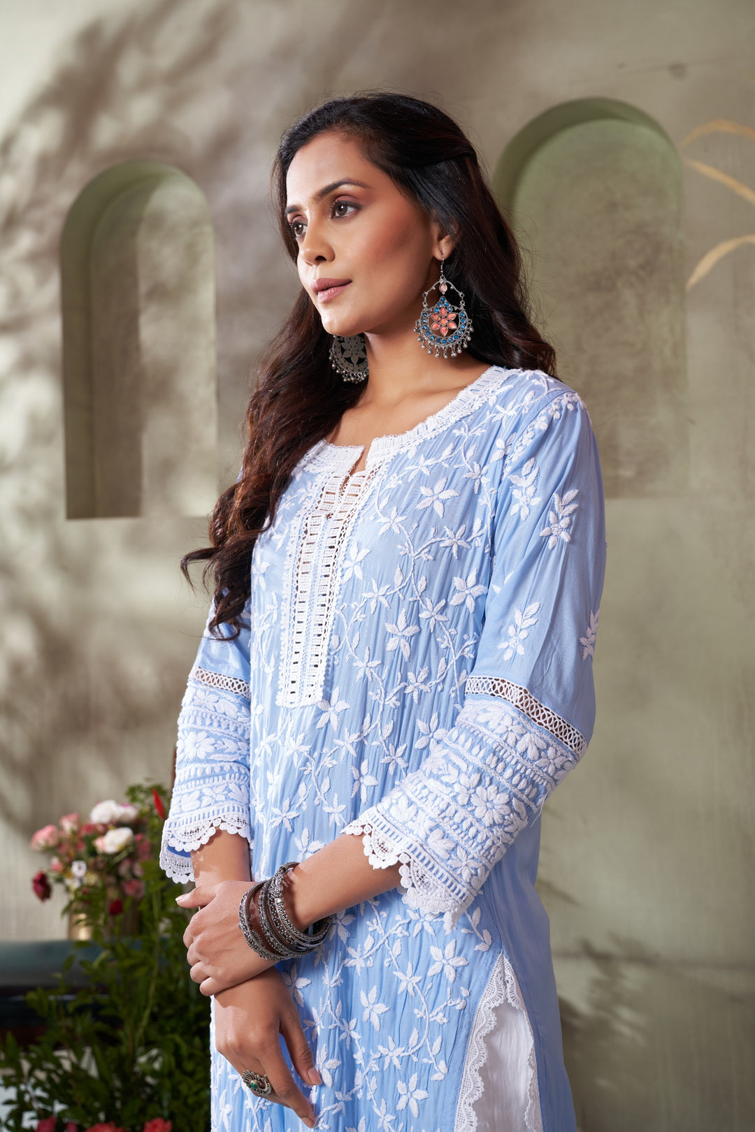 Urwa  jaal Heavy Lace Modal Kurti