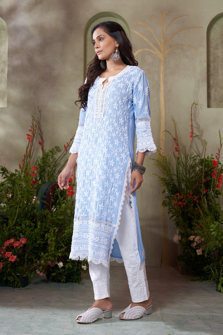 Urwa  jaal Heavy Lace Modal Kurti