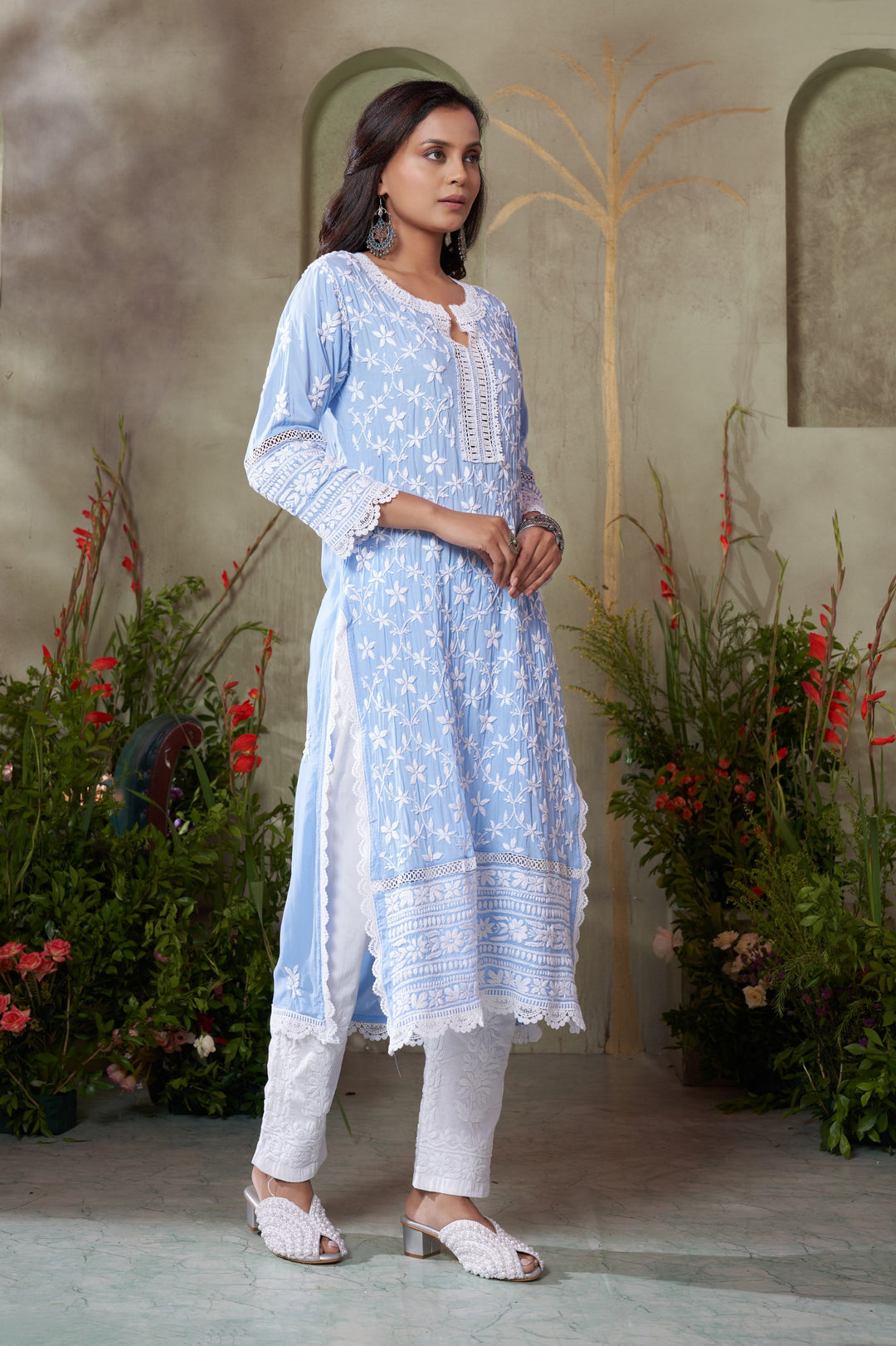 Urwa  jaal Heavy Lace Modal Kurti