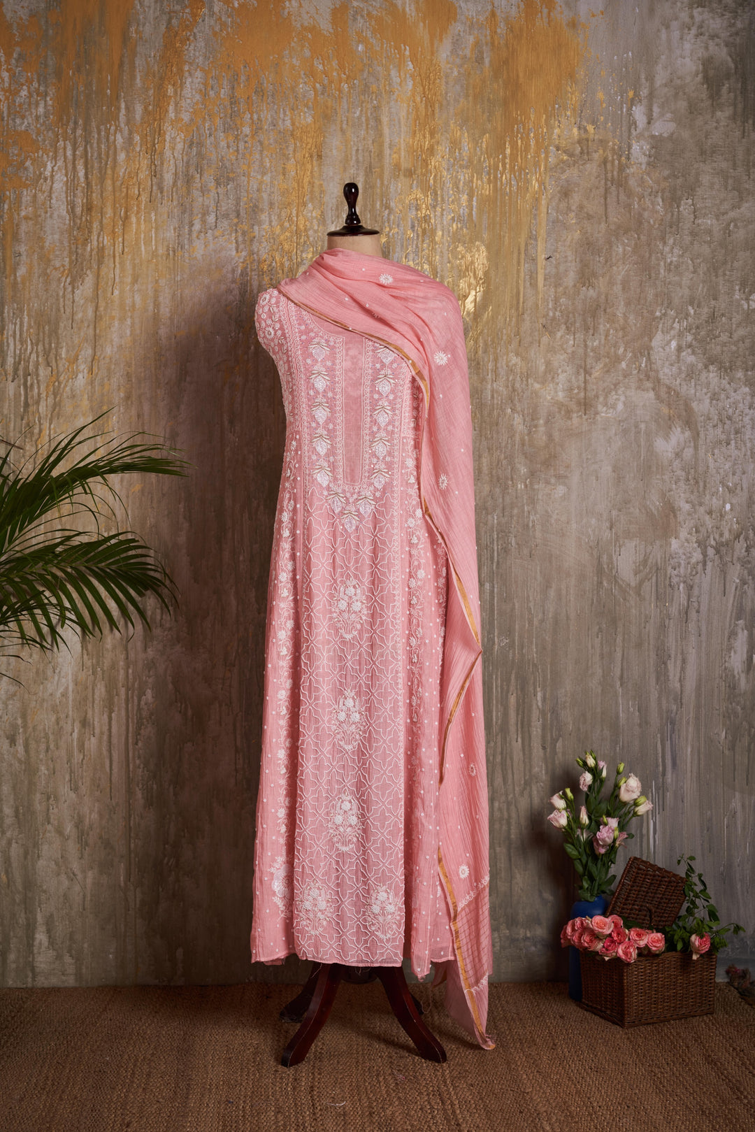 Unstitched Mul Chanderi Dress