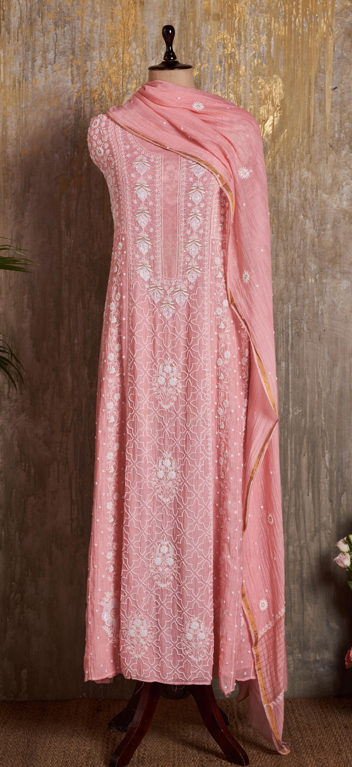 Unstitched Mul Chanderi Dress