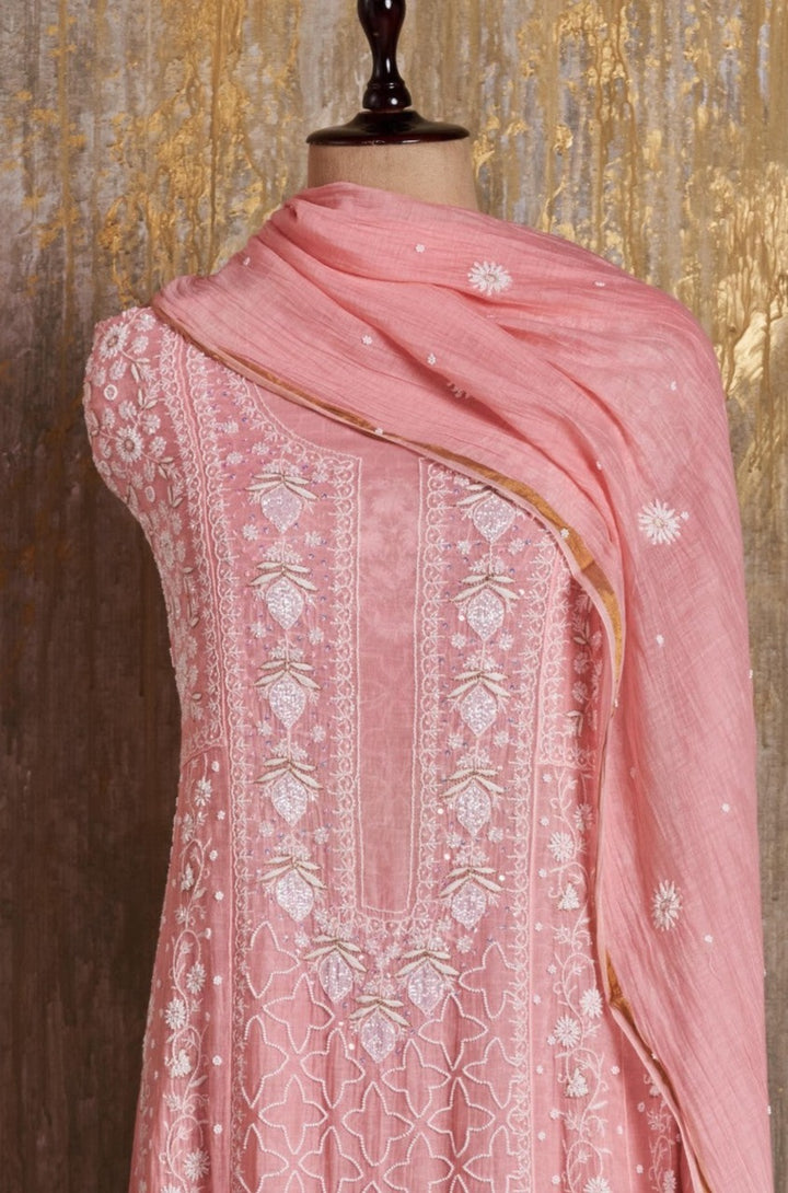 Unstitched Mul Chanderi Dress