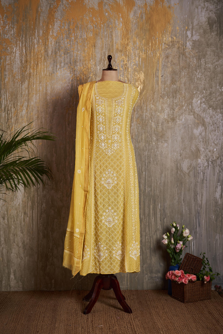 Unstitched Chanderi Dress