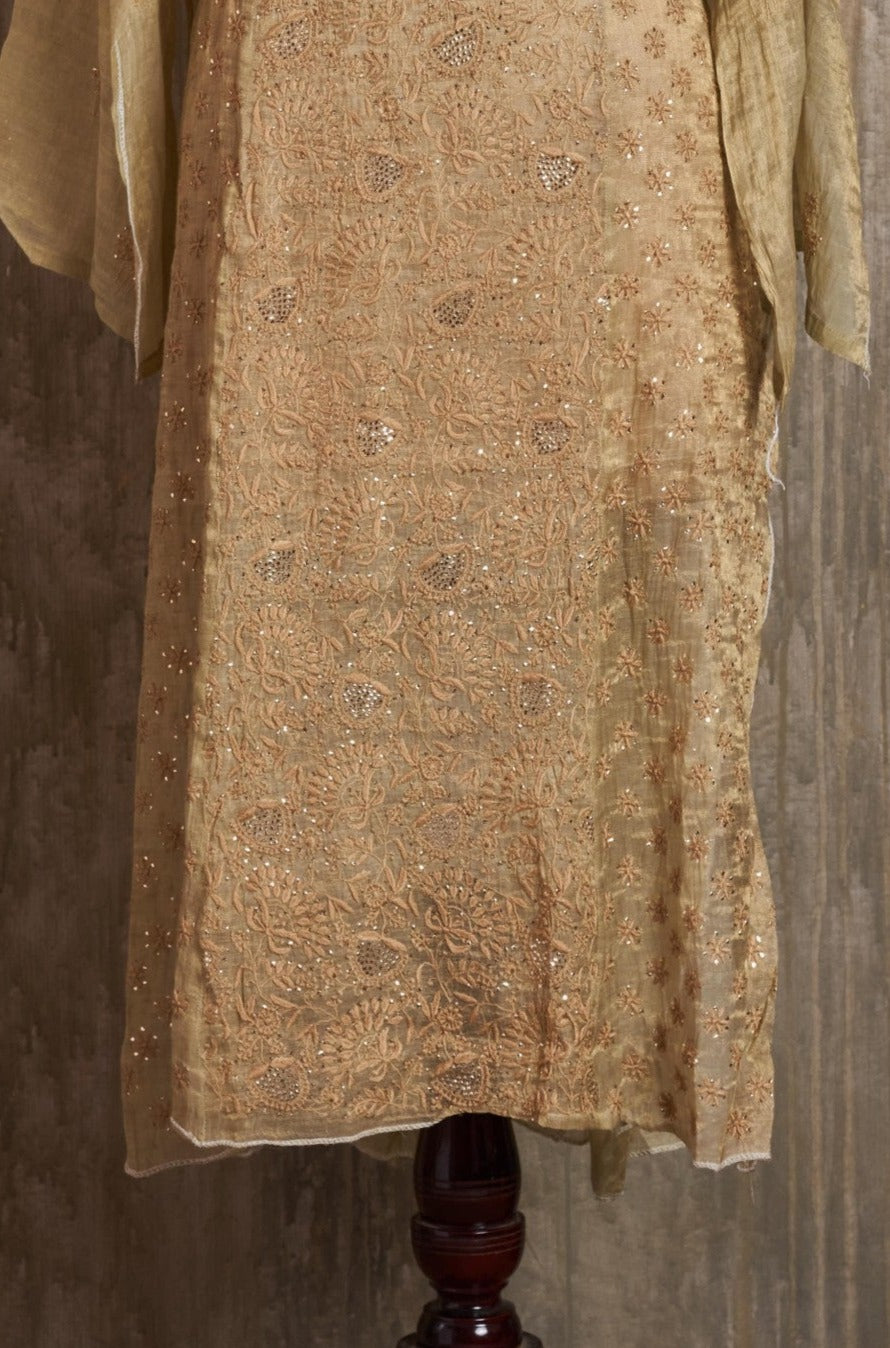 Unstitched Tissue Chanderi Kurti