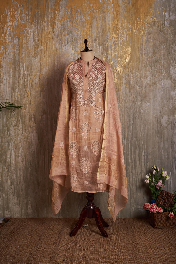 Unstitched Tissue Chanderi Dress