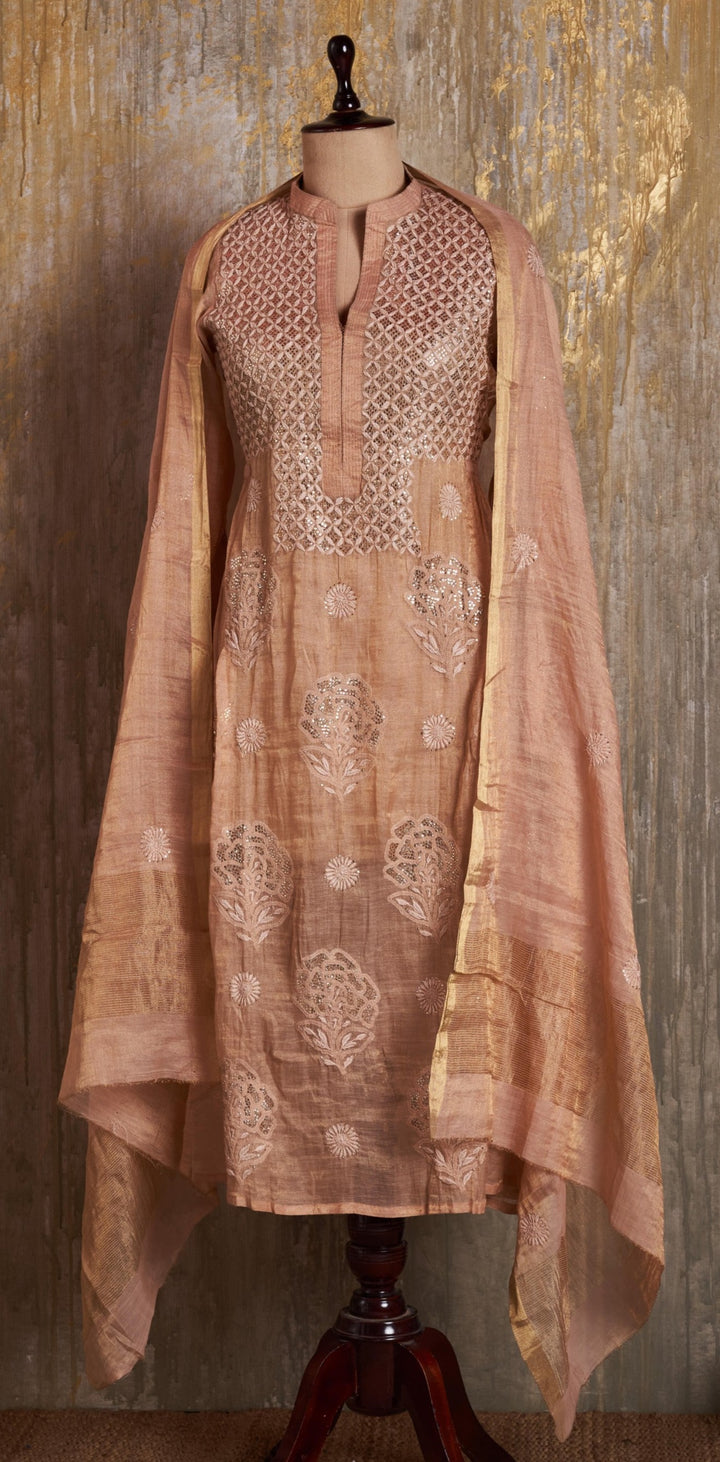 Unstitched Tissue Chanderi Dress