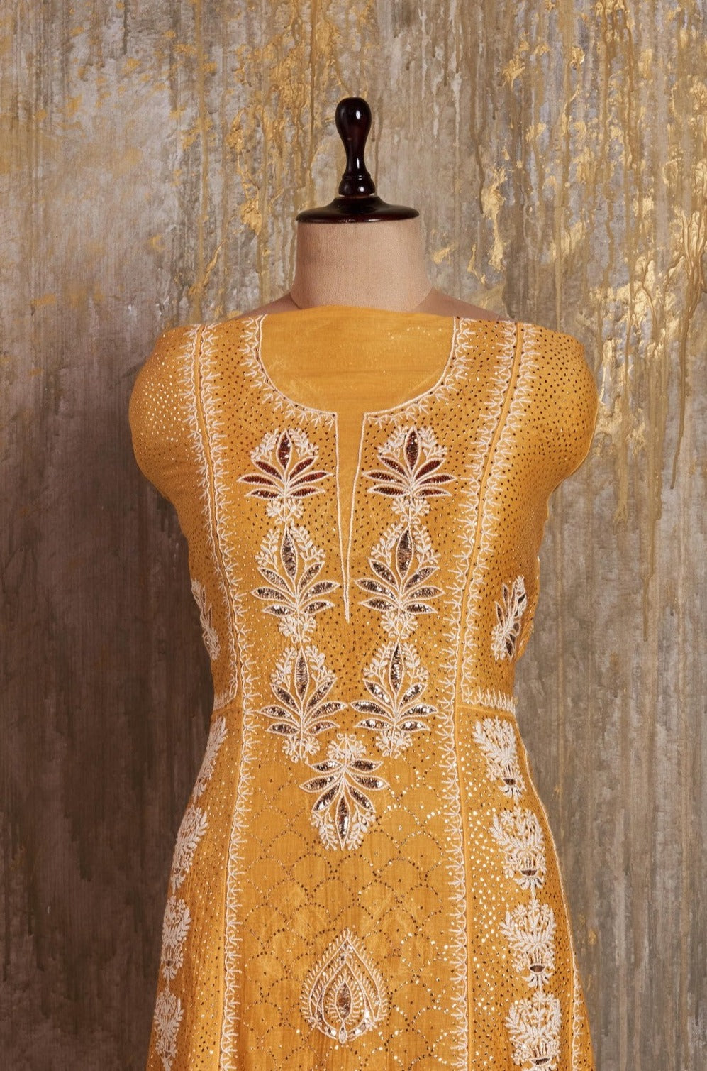 Unstitched Mul Chanderi Dress