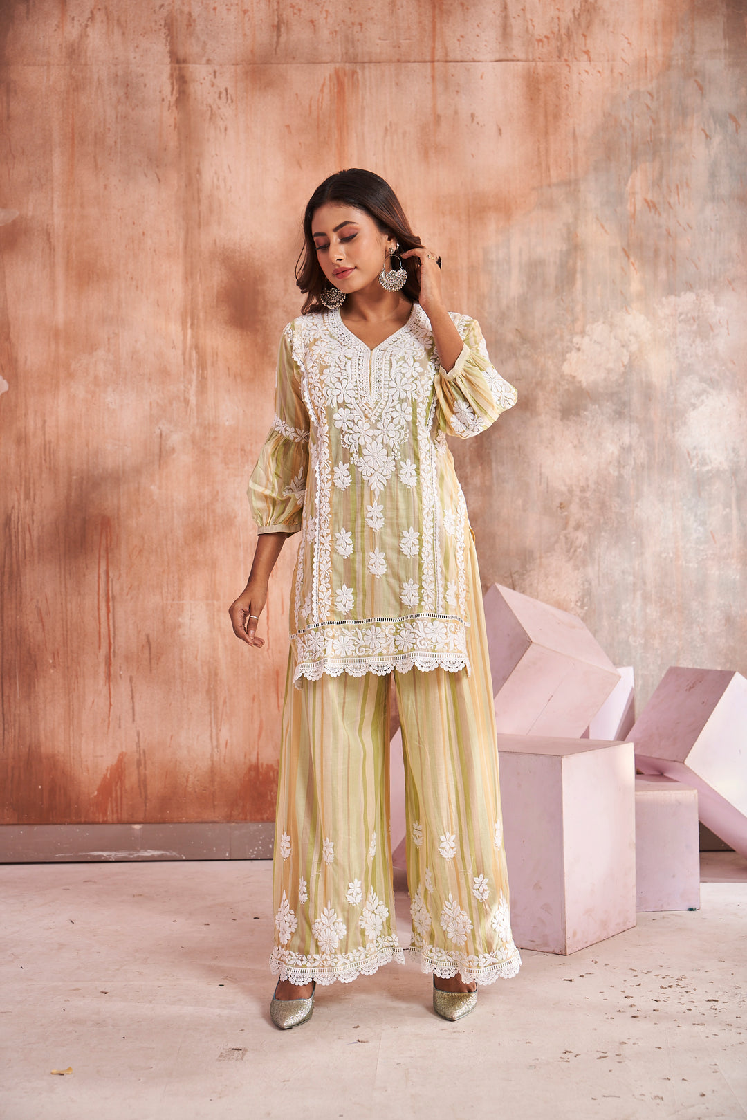 Shifa Chikankari Mul Printed Palazzo Set