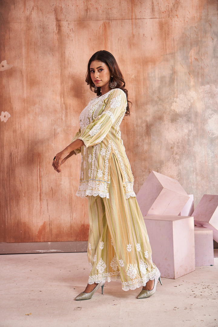 Shifa Chikankari Mul Printed Palazzo Set