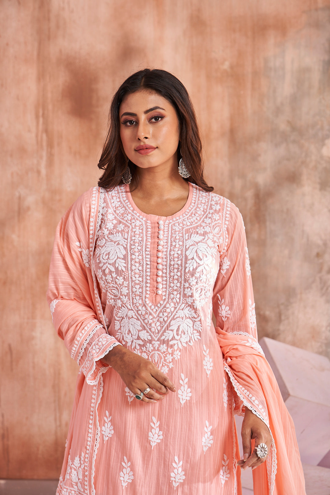 Izah Chikankari Cotton Palazzo Dupatta Set