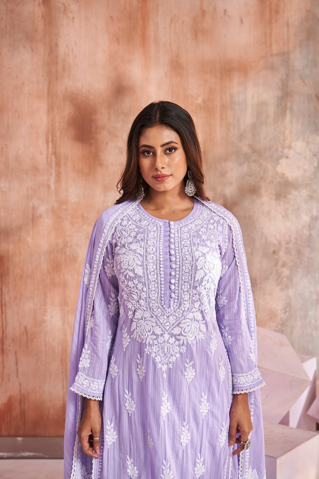 Izah Chikankari Cotton Palazzo Dupatta Set