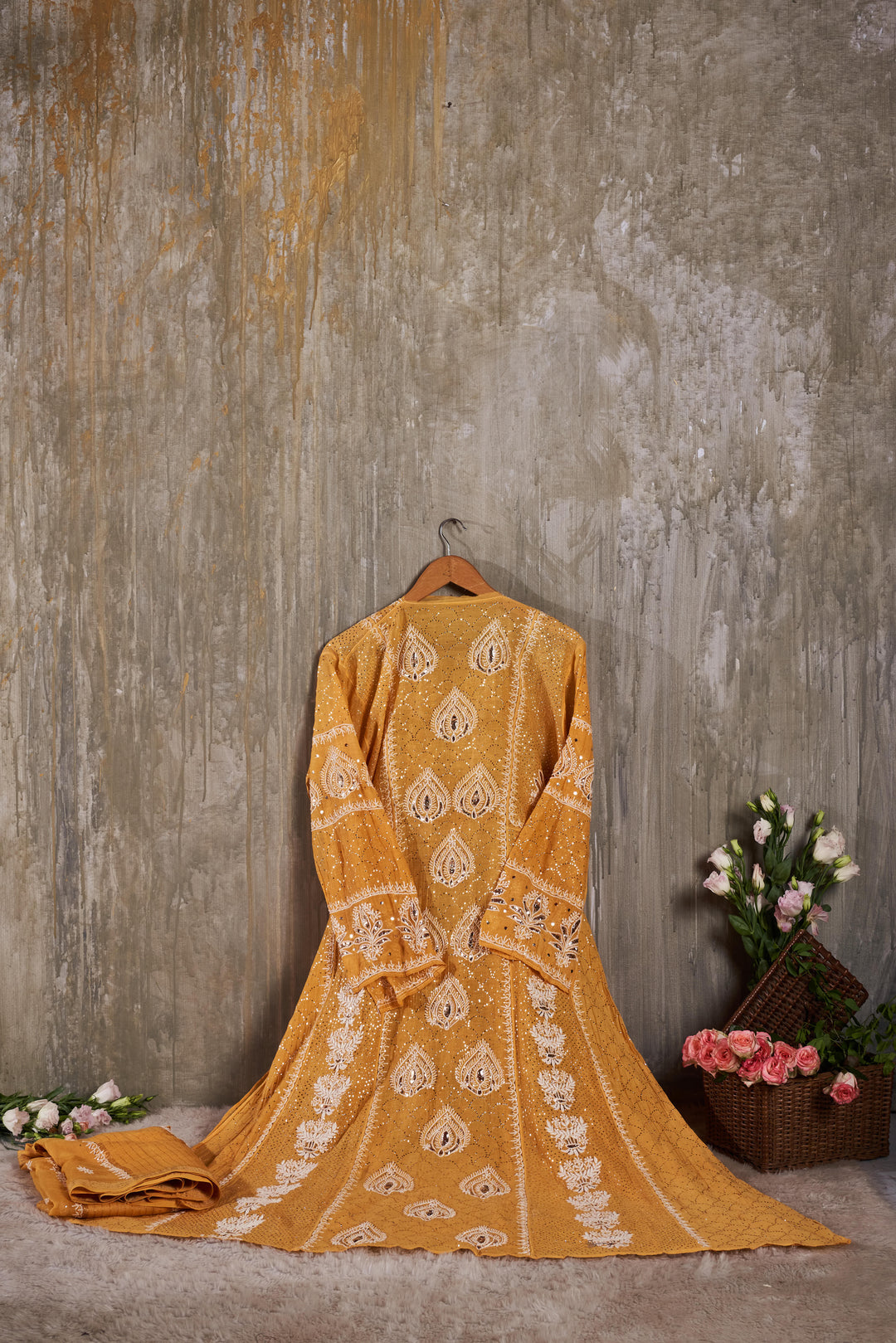 Unstitched Mul Chanderi Dress