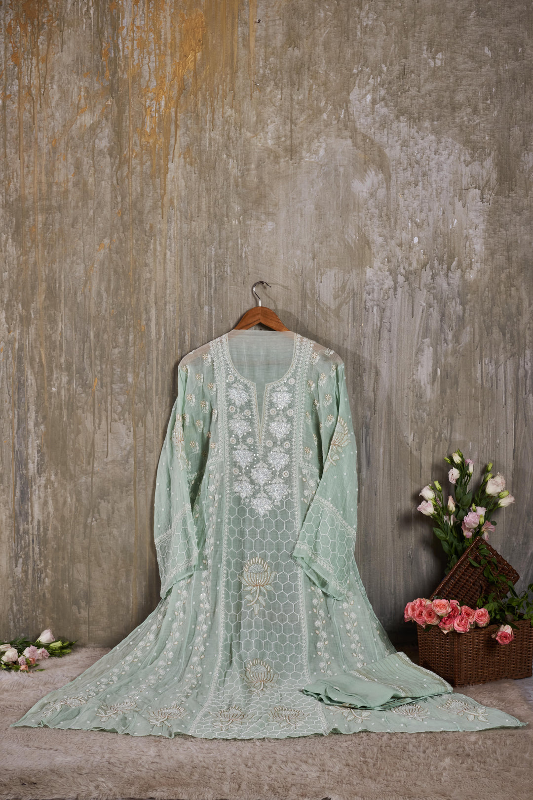 Unstitched Mul Chanderi Dress