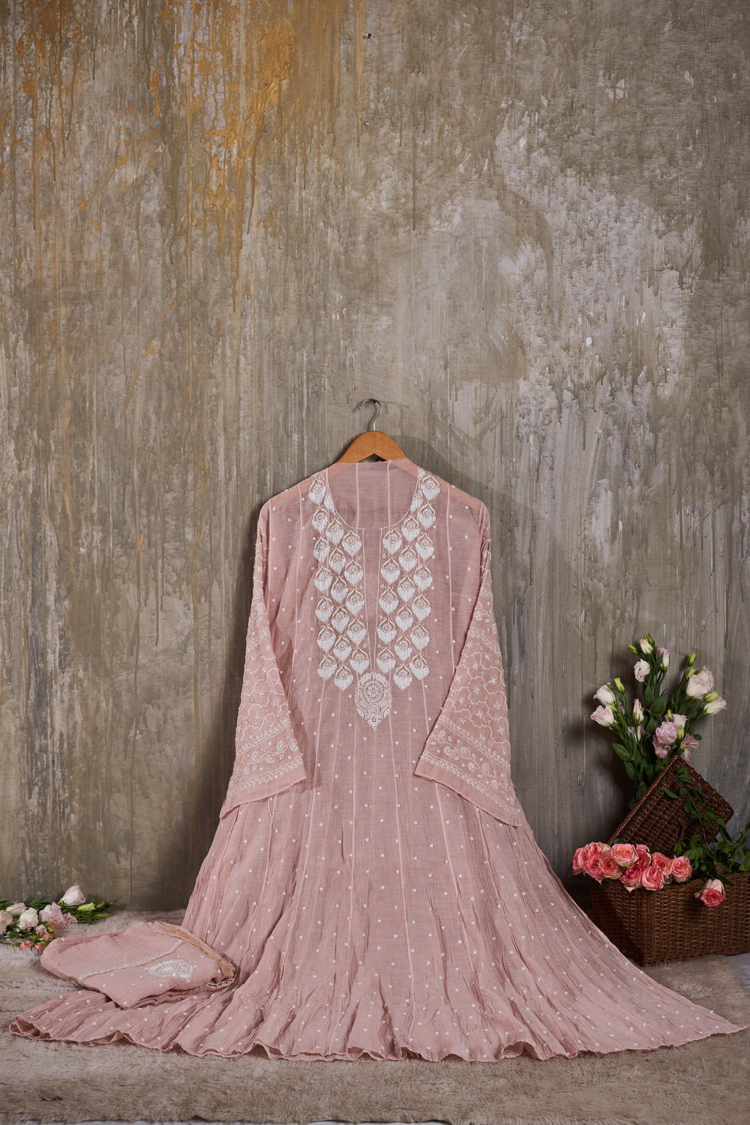 Unstitched Mul Chanderi Dress